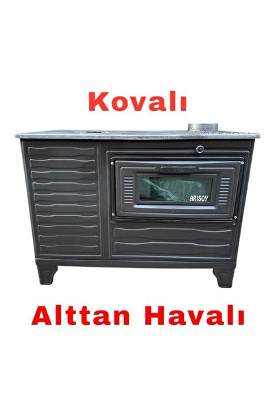 ARISOY Paris Mat Siyah Emaye Fırınlı Antrasit Kuzine Uyuyan Alttan Havalı Soba