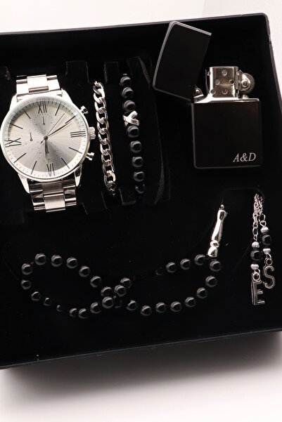 Northwatch Kişiye Özel Metal Erkek Saat, Özel Çakmak , Bileklik Ve Tesbih Seti