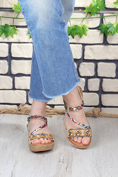 Vojo Daisy Comfortable Sole Stone Bead Detailed Women's Sandals