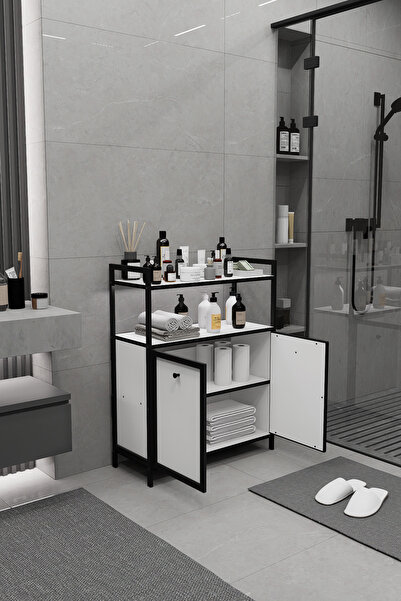 Mudesa Kapaklı 4 Katlı Metal Çok Amaçlı Banyo Mutfak Rafı Dolabı Organizeri Düzenleyici Bangosu Kahve Köşe