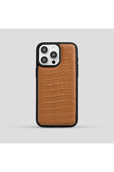 iPhone 16 Pro Max Kroko Kahverengi Deri Kılıf