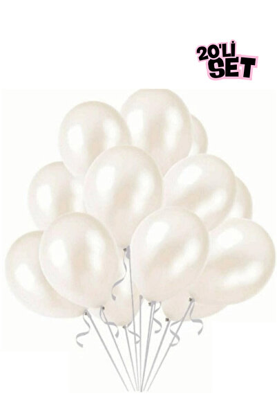 Bunloon 🎈 20'li Metalik Beyaz Balon Seti – Şık Parti ve Etkinlik Süslemeleri...