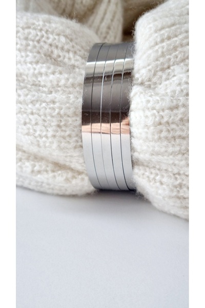 İNİTİUM Paslanmaz Çelik Kalın 3'lü Ajda Bilezik