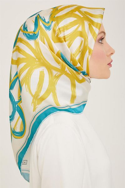 Armine Μεταξωτό κασκόλ Sura 91234D (S ) 90 x 90 Petrol Blue - 05