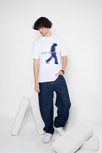 Sekizbiraltı Lost Souls Printed White Unisex Oversize μπλουζάκι