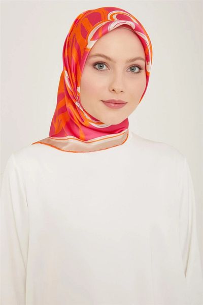 Armine Μεταξωτό κασκόλ Sura 91234D (S ) 90 x 90 Ροζ - 85