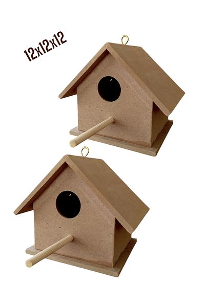 değerli hobi Wooden Bird Nest 2 Pieces 12X12X12 cm
