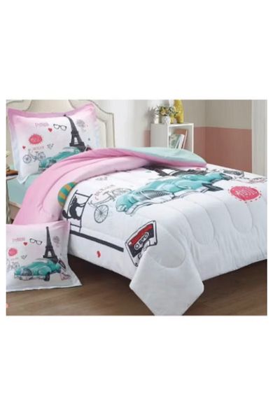 ROYAL ROSE Children's Quilt and Bed Set with Reversible Design - 4 Pieces