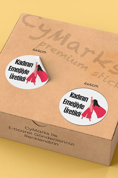 alışveriş kurdu Woman's Labor Themed Sticker Packaging Shipping Packing Label - 4X4Cm 70 Pieces Round