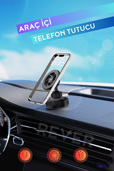 Rever Araç İçi Telefon Tutucu Güçlü Manyetik Vakum Vantuzlu Araç Telefon Tutucu