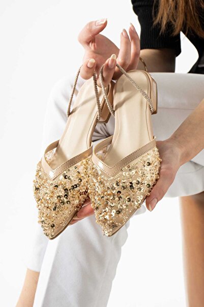 Yula Fashion Shoes Balerini eleganti pentru femei cu talpă plată brodate cu p...