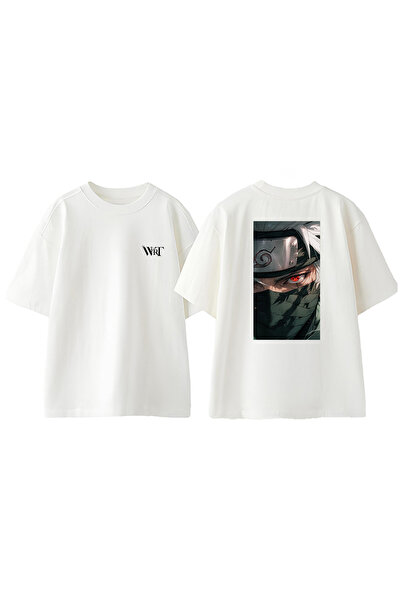 THEWERT Naruto Kakashi 1 Dizajn Leđa Štampano Pamuk Bela Oversize kroj T-shirt