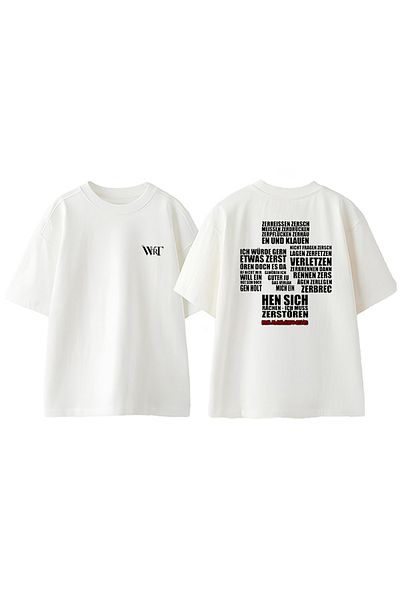 THEWERT Tricou supradimensionat alb din bumbac cu imprimeu pe spate Rammsteın Würde Gern Design