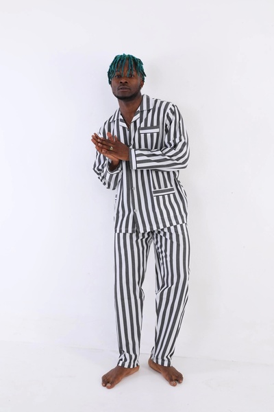 BAHATE Long Sleeve Striped Gaffur Men's Pajama Set