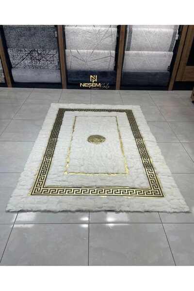 Neşem Halı Boutique özel tasarım rex tavşan doğal deri kürk halı.