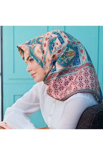 Armine Twill Silk Scarf Πορτοκαλί, Κοραλί, Βιζόν 7932-09