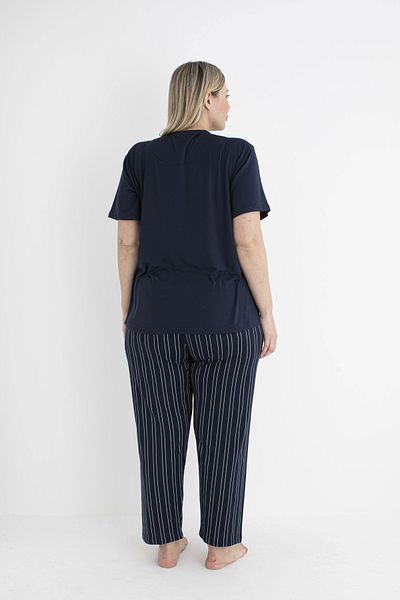 Skygo Women's Battal Be Striped Short Sleeve Pajama Set