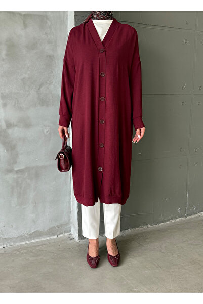 Aranlı tekstil Düğmeli Standart Beden Oversize Kap/Giy-Çık Tunik