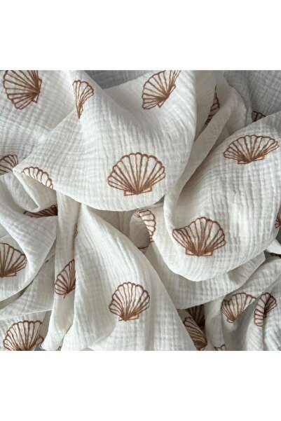 Doray Kumaş Double Layer Muslin Fabric / Summer Themed Seashell Pattern / Dry - 229V1