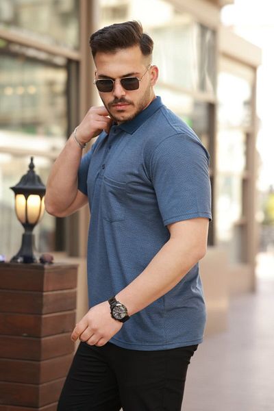 Kokosh moda Ανδρικό μπλουζάκι με γιακά Mini Jacquard κοντομάνικο