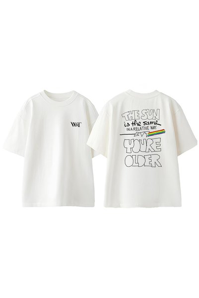 THEWERT Sun Pink Floyd dizajn rukavac Štampano Pamuk bela Oversize kroj T-shirt