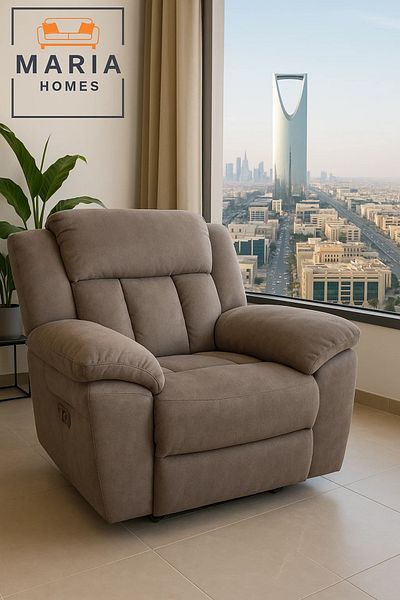 MARIA HOMES Plush Brown Recliner Armchair – Oversized Lounger for Living Room Comfort