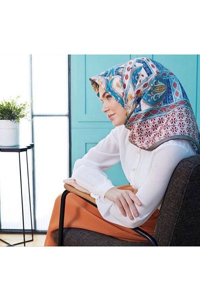 Armine Twill Silk Scarf Πορτοκαλί, Κοραλί, Βιζόν 7932-09