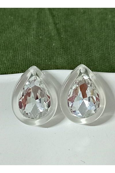 mos&more White Stone Acrylic Lightweight Stylish Women's Earrings