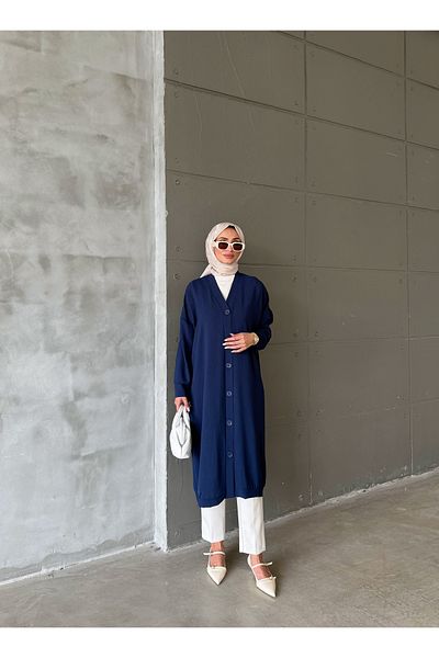 Aranlı tekstil Cap & Abaya - Dark blue - Oversize
