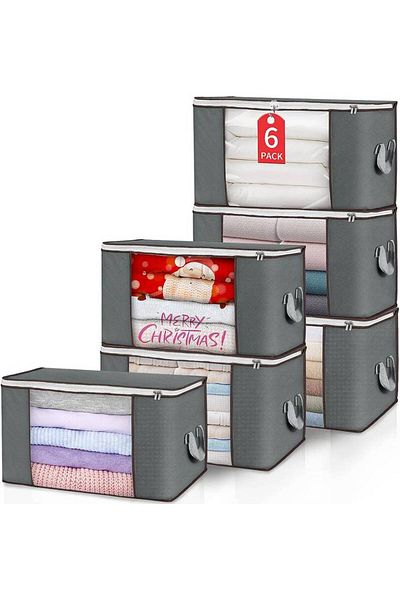 ALMUFARREJ Set of 6 Cloth Storage Boxes - Organize Your Closet Easily and Effectively