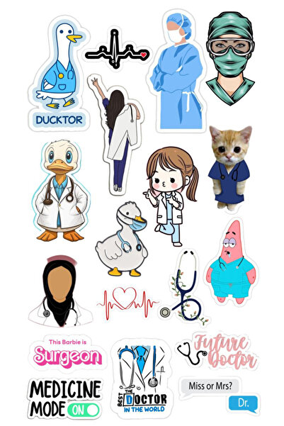 BK Design Tıp Doktor Hemşire Sticker Telefon Laptop Notebook Tablet Defter Matara Stiker Etiket ST1750