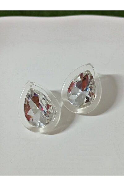 mos&more White Stone Acrylic Lightweight Stylish Women's Earrings