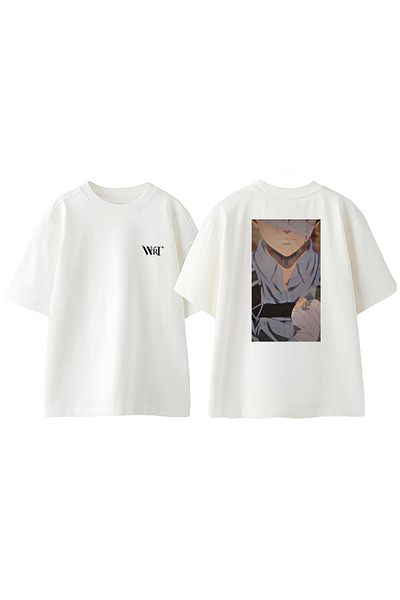 THEWERT Attack on Titan Sasageyo Design Back Printed Cotton White Oversize T-Shirt
