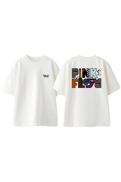 THEWERT Μπλουζάκι Pink Floyd Rainbow Design Back Printed Βαμβακερό λευκό oversize μπλουζάκι