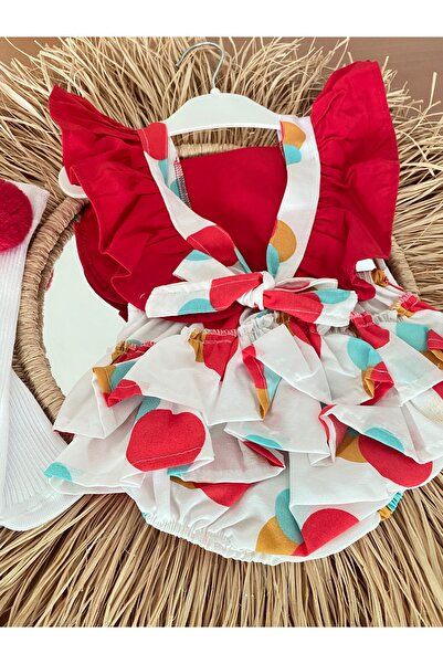 EBRU ÖZÖRGÜCÜ Girl's Pompom Romper Bandana and Socks Set