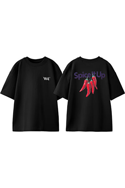 THEWERT Uzdržite dizajn Štampano Pamuk Crna Oversize kroj T-shirt
