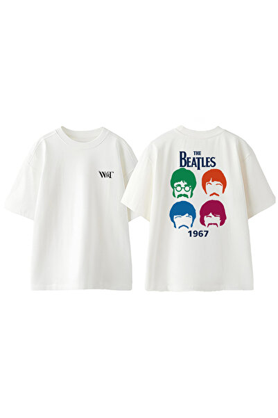 THEWERT The Beatles 1967 Šareni dizajn Leđa Štampano Pamuk Bela Oversize kroj...