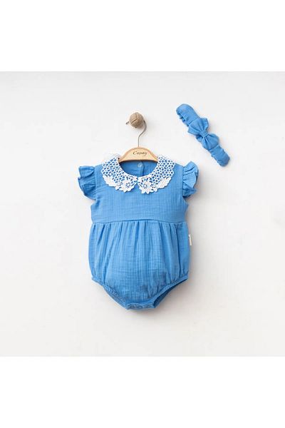 baume clothes Blue Lace Collar Muslin Jumpsuit