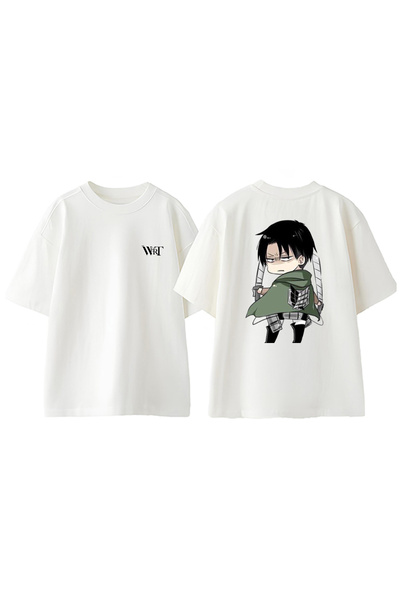 THEWERT Attack On Titan Levi Mini dizajn rukavac Štampano Pamuk bela Oversize...