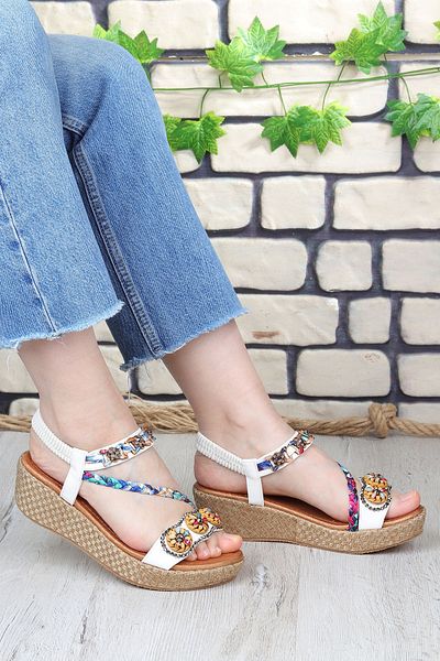 Vojo Daisy Comfortable Sole Stone Bead Detailed Women's Sandals