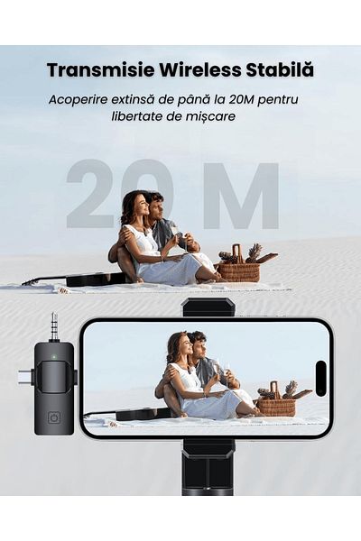 HASEPE Set Of 2 Professional Wireless Lavaliere Microphones , Compatible With Iphone, Android, Laptop