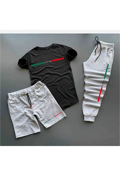 PAVRO Men's Oversize Tracksuit Kit - Shorts 3 Pieces Italy Printed Pavro Exclusive
