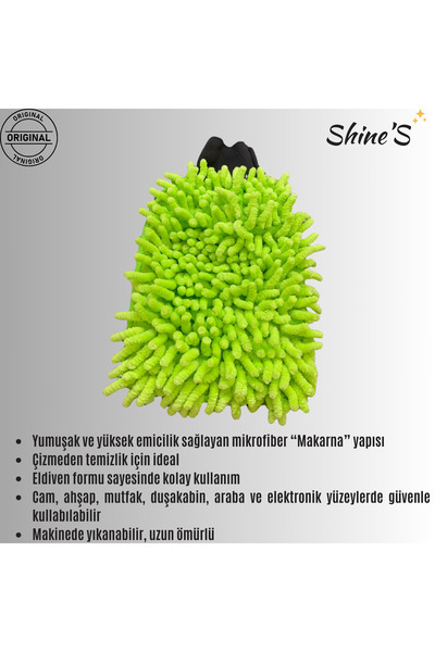 Shines Fabrika Satış Mağazası Shine'S 1 Adet Makarna Eldiven Duşakabin Temizl...