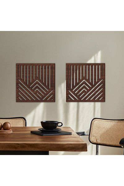 Mars Minimalist Geometric Set of 2 Wooden Wall Decor