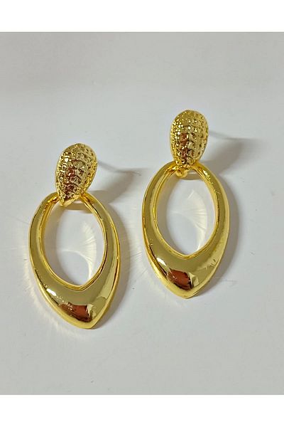 mos&more Gold Small Circle Stylish Earrings