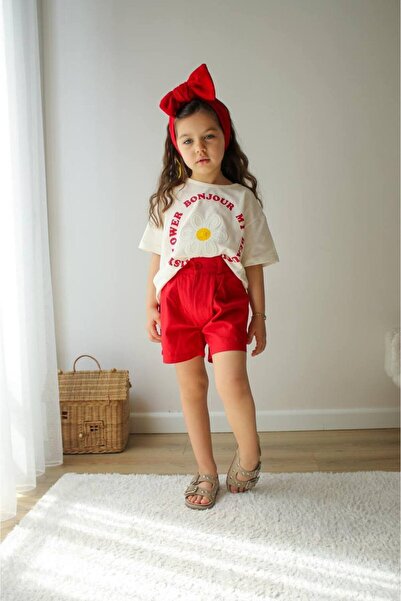 NOBLEKIDS Daisy Flower Girl Shorts Suit – Ecru/Red