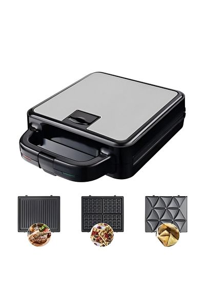 SOKANY 3 in 1 Sandwich Maker – Interchangeable Plates for Samosa, Waffle & Grill | Non-Stick, Easy Clean
