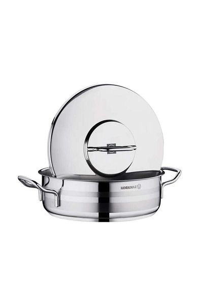 KORKMAZ Korkmaz Astra Low Steel Pot 28 cm Turkish 18/10 A2036