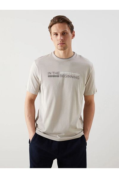 LC Waikiki Ανδρικό μπλουζάκι LCWAIKIKI Classic Crew με λαιμόκοψη κοντό μανίκι με στάμπα χτενισμένο βαμβακερό ανδρικό μπλουζάκι
