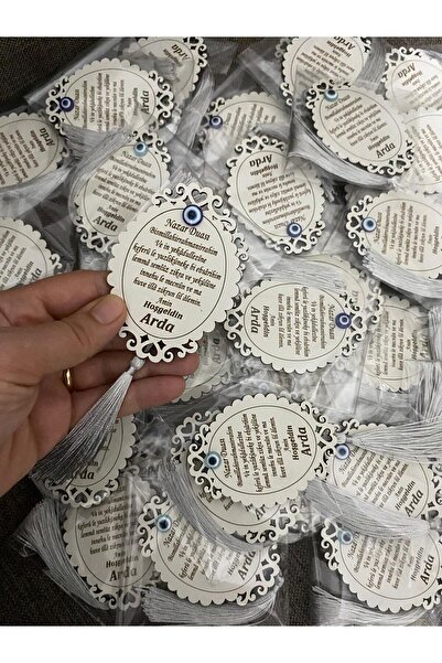 aytulereltasarım 25 Adet Ahşap Hediyelik Magnet Nazar Duası Detaylı Söz,nişan...